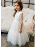 Beaded Ivory Lace Tulle Fairy Flower Girl Dress